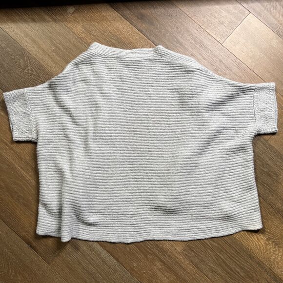 Wooden Ships Mohair Blend Short Sleeve Cardigan Sweater S/M Soft Gray Boxy - Picture 6 of 6